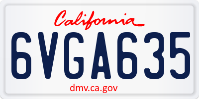 CA license plate 6VGA635