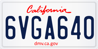 CA license plate 6VGA640