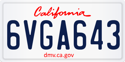 CA license plate 6VGA643