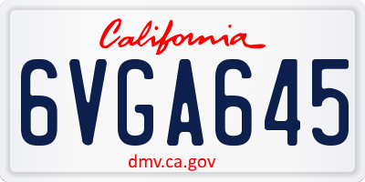 CA license plate 6VGA645