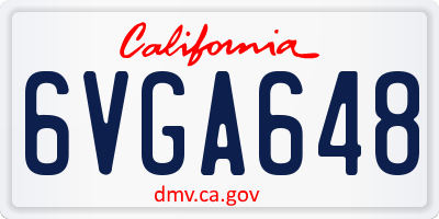 CA license plate 6VGA648