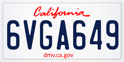 CA license plate 6VGA649