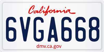 CA license plate 6VGA668