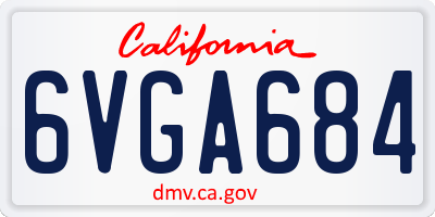 CA license plate 6VGA684