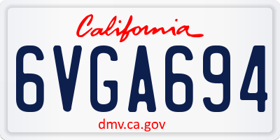 CA license plate 6VGA694