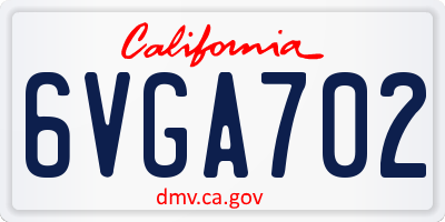 CA license plate 6VGA702