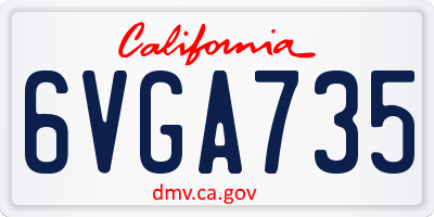 CA license plate 6VGA735