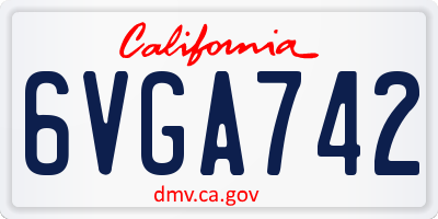 CA license plate 6VGA742