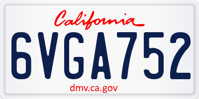 CA license plate 6VGA752