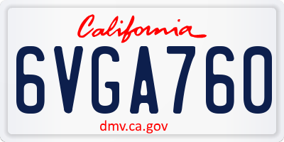 CA license plate 6VGA760