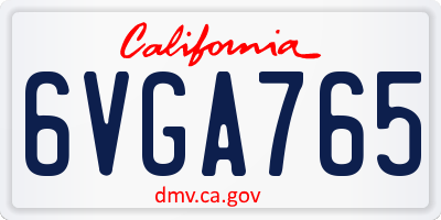 CA license plate 6VGA765
