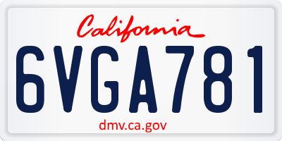 CA license plate 6VGA781