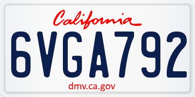 CA license plate 6VGA792