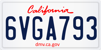 CA license plate 6VGA793