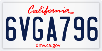 CA license plate 6VGA796