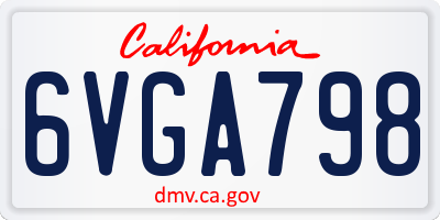 CA license plate 6VGA798