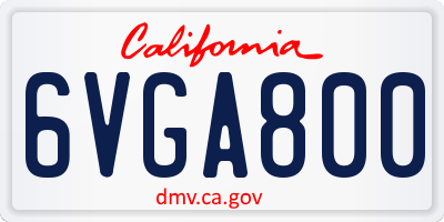CA license plate 6VGA800