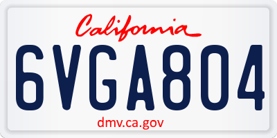 CA license plate 6VGA804