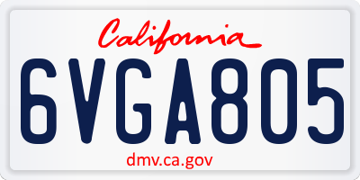 CA license plate 6VGA805