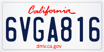 CA license plate 6VGA816