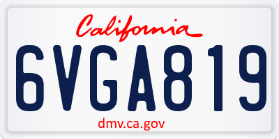 CA license plate 6VGA819
