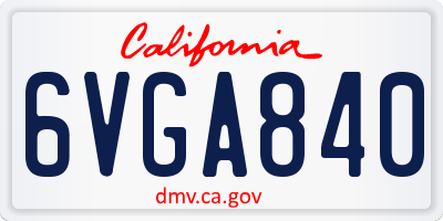 CA license plate 6VGA840