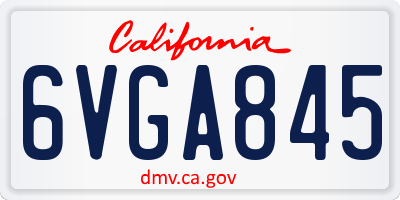 CA license plate 6VGA845