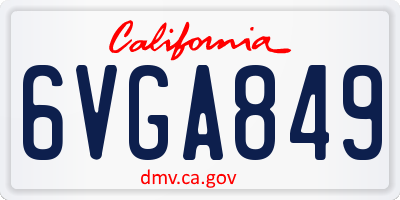 CA license plate 6VGA849