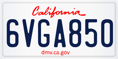 CA license plate 6VGA850