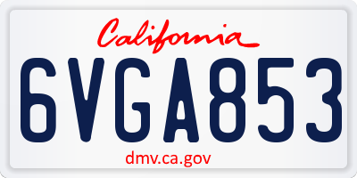 CA license plate 6VGA853