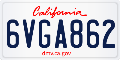 CA license plate 6VGA862