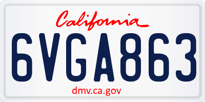 CA license plate 6VGA863