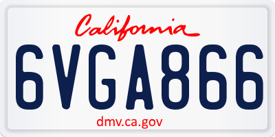 CA license plate 6VGA866