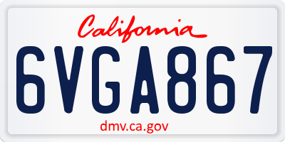 CA license plate 6VGA867