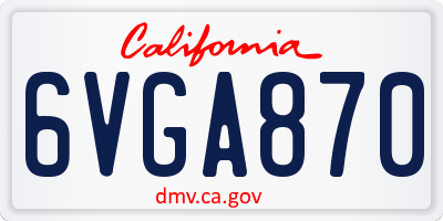 CA license plate 6VGA870