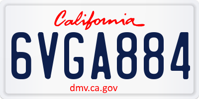 CA license plate 6VGA884