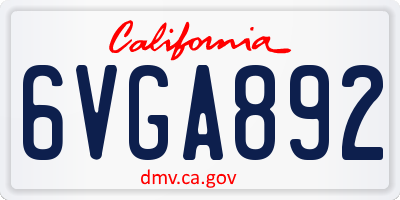 CA license plate 6VGA892