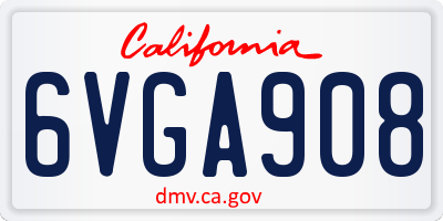 CA license plate 6VGA908