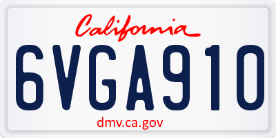 CA license plate 6VGA910