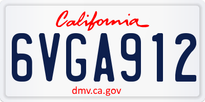 CA license plate 6VGA912