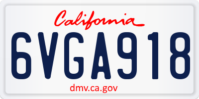 CA license plate 6VGA918