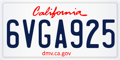 CA license plate 6VGA925