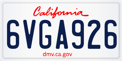 CA license plate 6VGA926