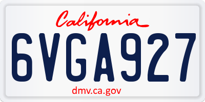 CA license plate 6VGA927