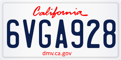 CA license plate 6VGA928