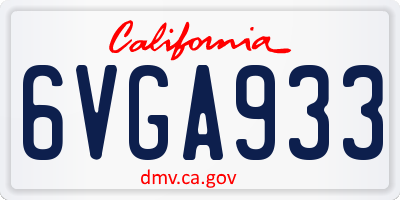 CA license plate 6VGA933