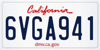 CA license plate 6VGA941
