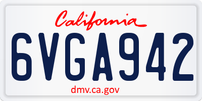CA license plate 6VGA942