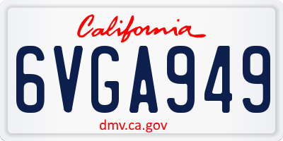 CA license plate 6VGA949