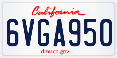 CA license plate 6VGA950